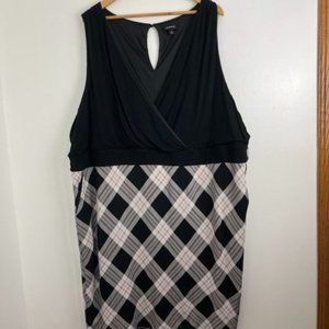 Torrid Black Plaid Premium Ponte & Black Jersey Sheath Dress
